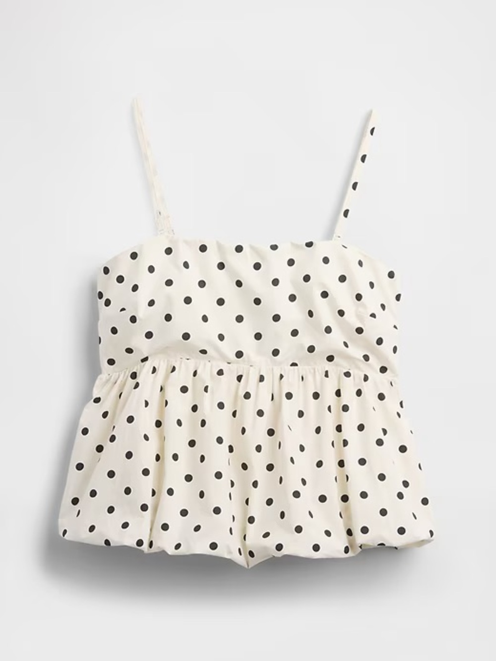GAP Cream Spaghetti Strap Peplum Top with Black Polka Dots. XXL 100% cotton NWT